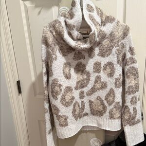 Leopard Print Cowl Neck Sweater